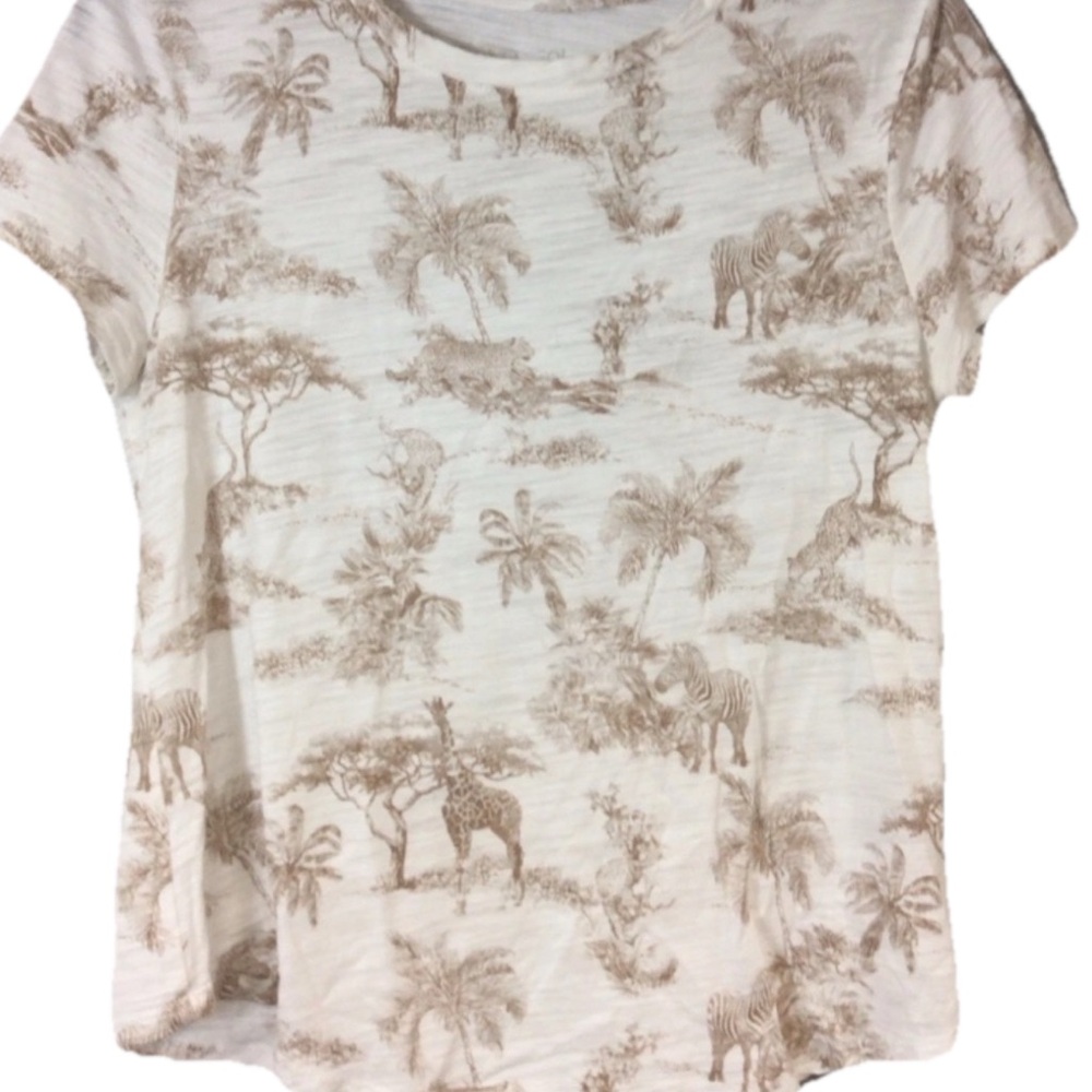 Blue Sol Beige Safari Print T-Shirt